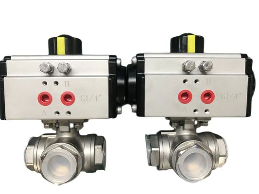 1" DN25 Stainless Steel T-Port Air Actuated Ball Valve with 1000 PSI Pressure Rating